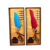 Retro Feather Dipped Pen Set, Solid Color Quill Pen Can Replace Nib Creative Holiday Gift