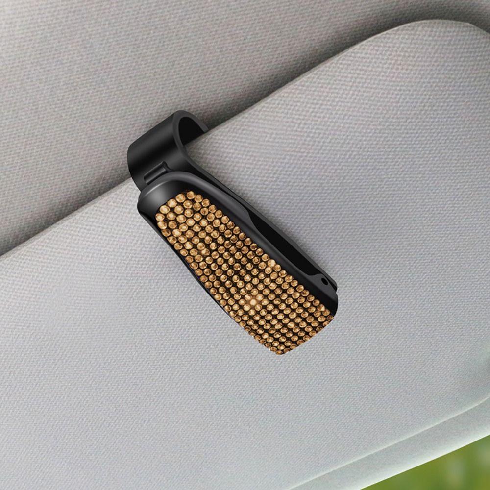 Crystal Sunglasses Clip Portable Sun Visor Mount Car Decoration Car Sunshade Glasses Case  Women