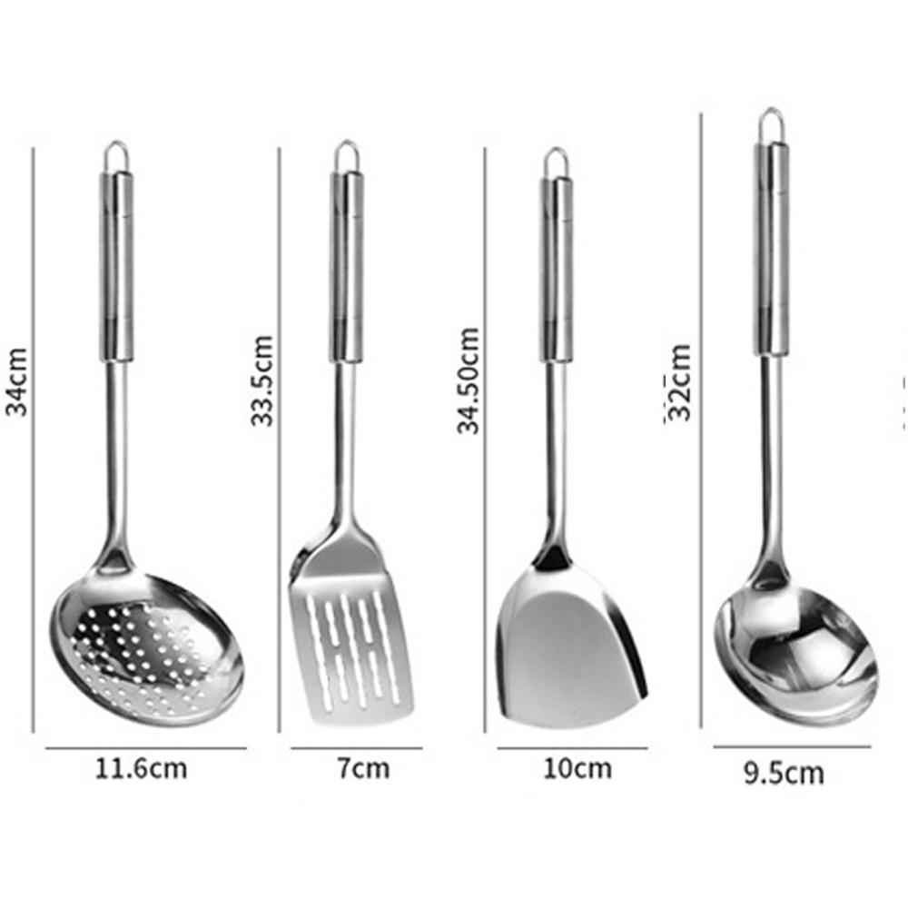 Kitchen Stainless Steel Kitchenware Four Piece Set, Thickened Spatula, Soup Spoon, Outdoor Kitchenware