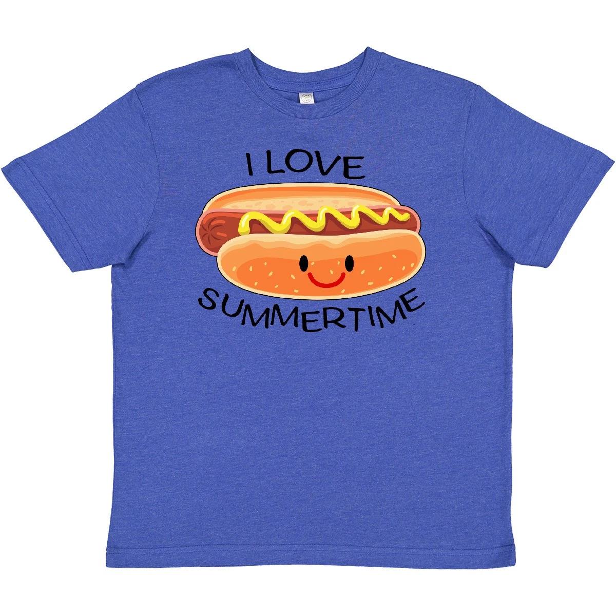 Inktastic I Love Summertime- Fun Hot Dog Youth T-Shirt Vacation Sunny Mustard 130