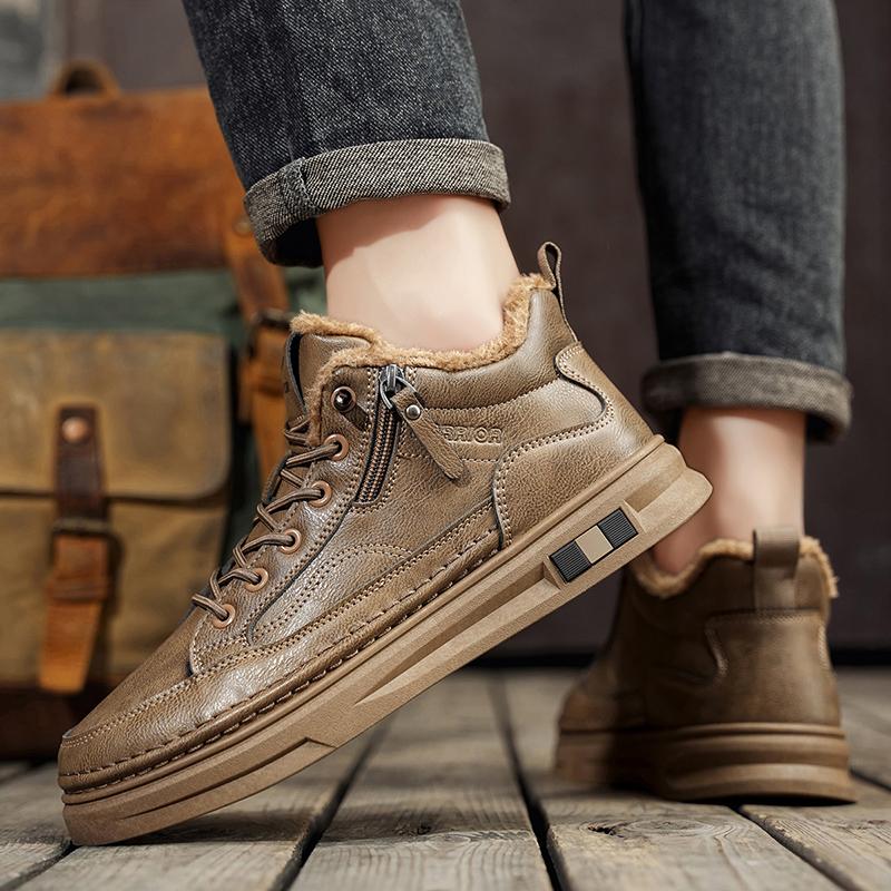 Warrior Fleece Cotton Casual Trendy Daily Commuting Simple Versatile Cotton Shoes Low-Top Skate Shoes Men Sneaker Brown WXP(WZ)-243803M