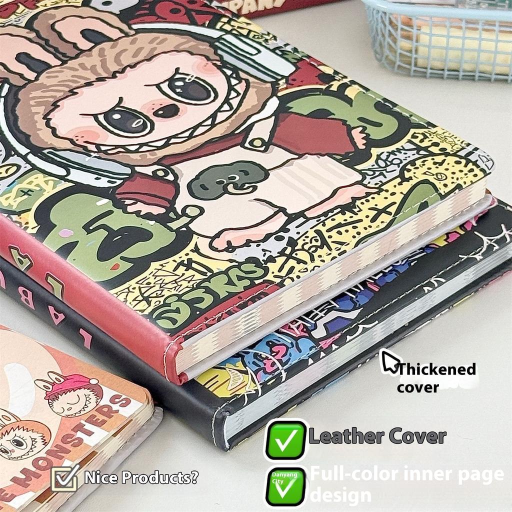Leather Notebook Full Color Page Notebook Cartoon Cute Student A5 Handbook Horizontal Line Book