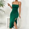 Women's Square Neck Sleeveless Halter Split Dress