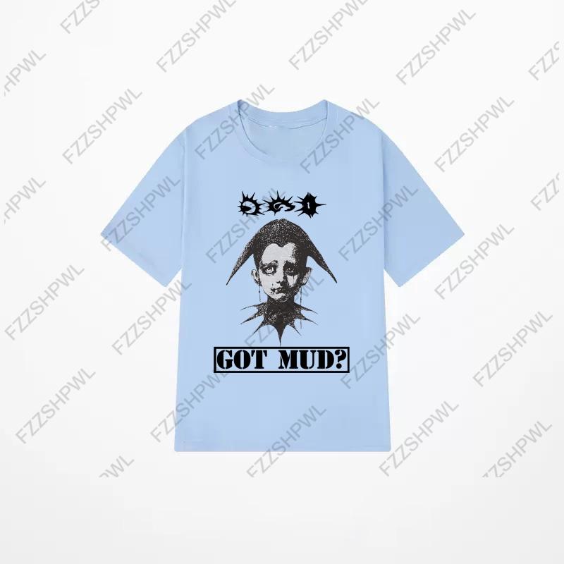 O-Neck Aesthetics Graphic Print Rock Gothic Y2K Cotton T-shirt Vintage Hip Hop Tee Oversized Punk Short Sleeve T-shirt Fashion
