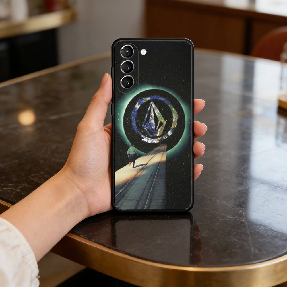 

Luxury V-VOLCOMES Sport Style Phone Case For Samsung S25,24,23,22,30,21,10,9,Ultra,Plus,Lite,FE,4,5 G Soft Black Case Samsung S22plus5G