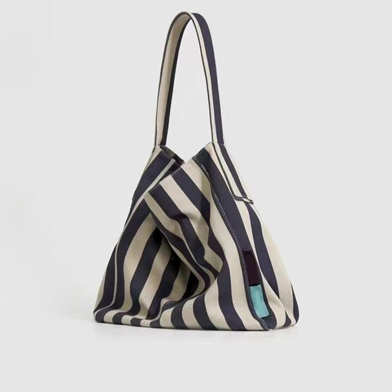 

Original Slack Canvas Accompanying Bag Women s Vacation Wind Striped Computer Bag Student Commuter Shoulder Bag Tote Big Bag