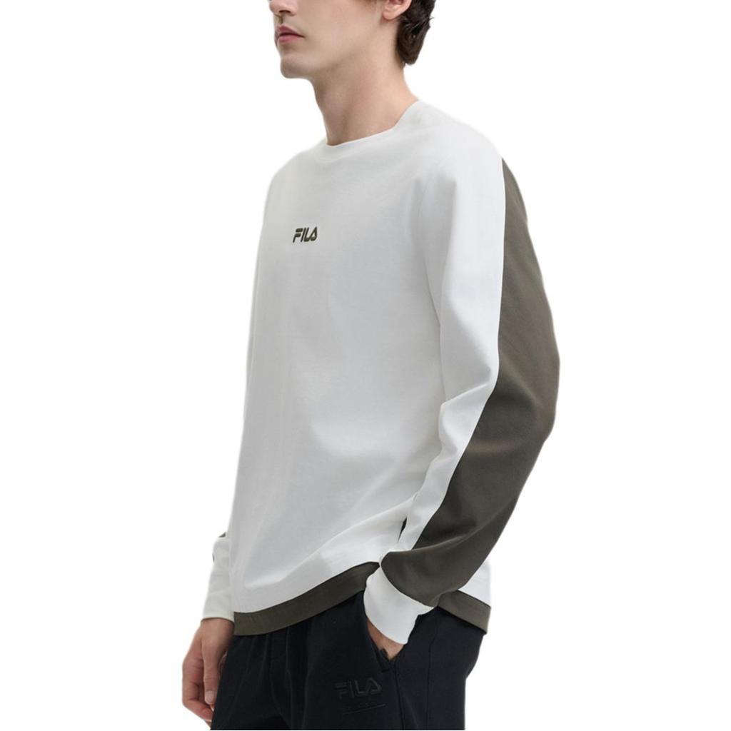Fila Heritage Series Round Neck Fashion Casual Simple Comfortable Long Sleeve T-Shirt Men Tops Cloud-Mushroom-White F11M448210F-WT