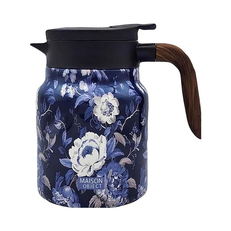 Sticlă Termos 1000ml Model Floral Vintage Termos Ceai Ceainic Termos Ceainic din Oțel Inoxidabil cu Infuzor pentru Băuturi
