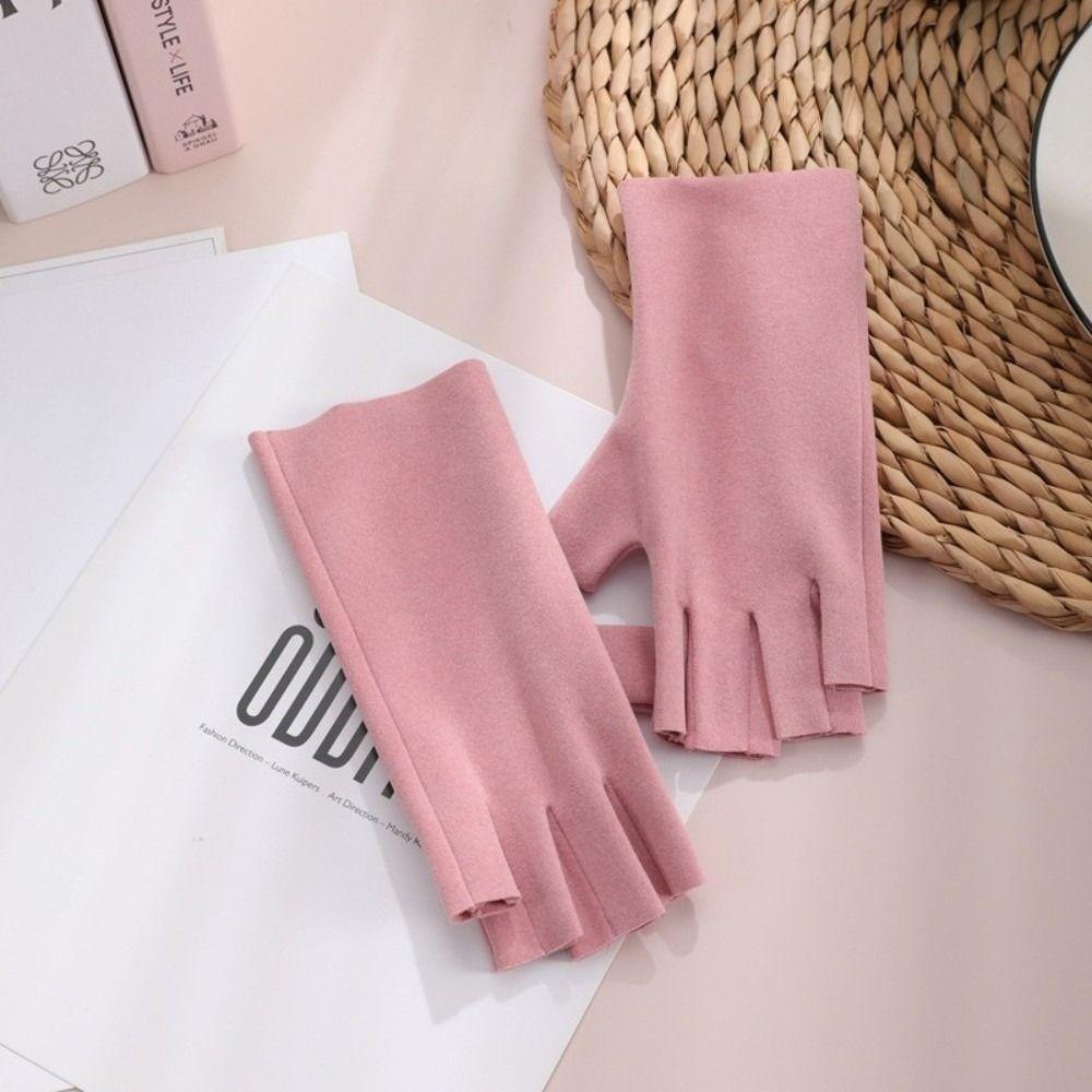 German Velvet Half Finger Gloves Short Semi-Finger Mittens New Warm Gloves Autumn Winter