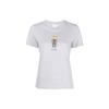 Logo Print Round Neck Short Sleeve T-Shirt Women T-Shirt Light-Gray LW00112KJ0008-H120