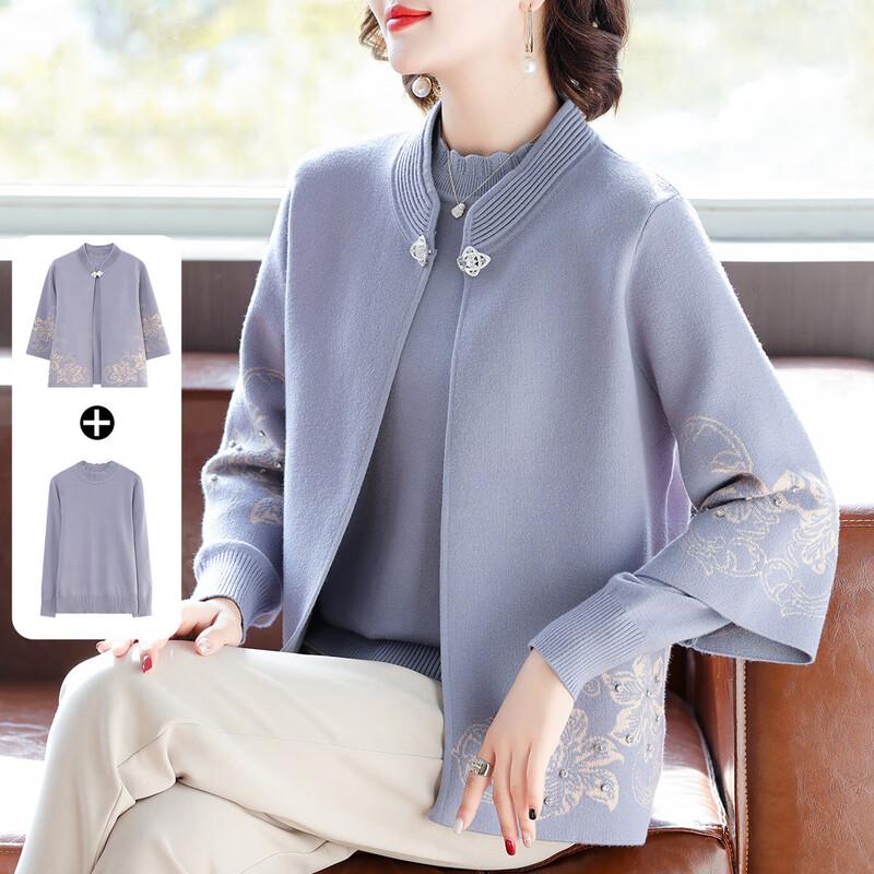 

Женский вязаный кардиган и свитер с цветочным узором, комплект из двух предметов 2XL