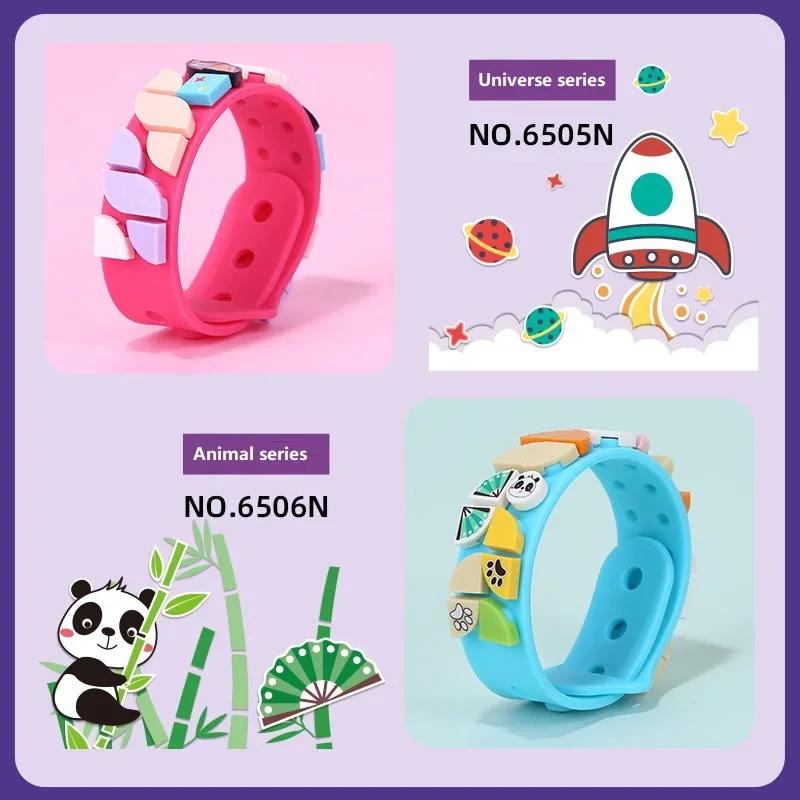 Non-Toxic 29Pcs Kids Building Blocks Silicone Bracelet Dots Diy Creative Craft Friendship Bracelet Making Kit For Kids Birthday Gift
