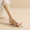 One-word Pearl Sandals Women's Simple Niche Leaky Toe Sandals Low-heeled Single Shoes