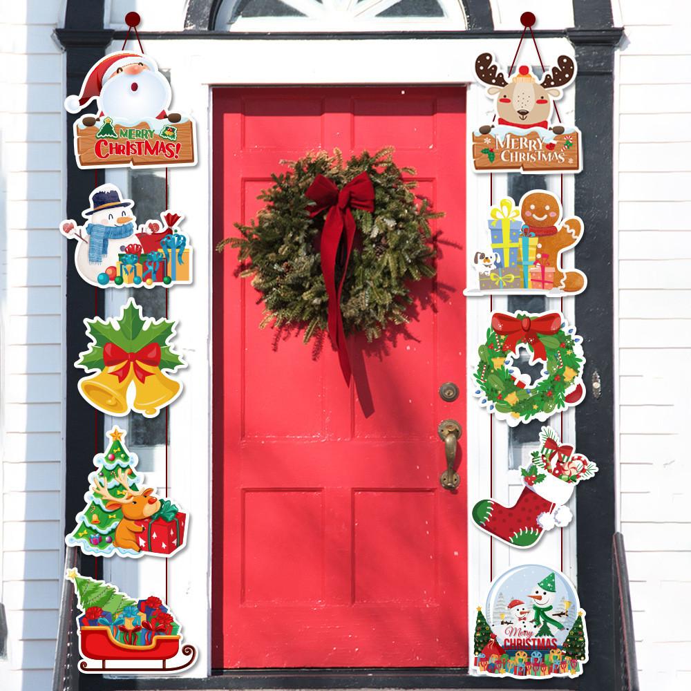 Celebrations Door Christmas Paper Hanging Decor With Cartoon Reindeer Props
