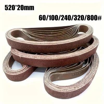 520x20mm 10 szt. 60/100/240/320/800# Mała Mini Szlifierka Taśmowa Do Szlifowania Stali Nierdzewnej Polerowania Usuwania Rdzy Tkanina Ścierna