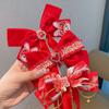 New Year Cute Pompom Kids Hair Clips Winter Plush Hairpins Braid Accessory Red Bow Princess Girl Headwear New Year Gift For Kids