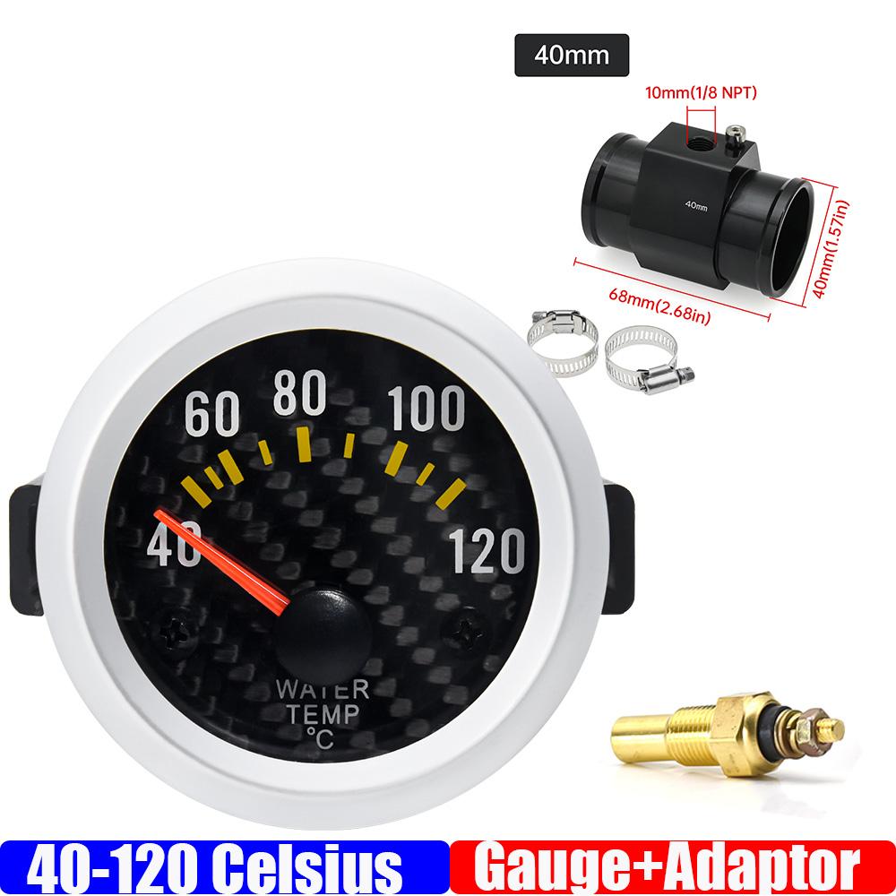 

Указатель 52 мм, датчик температуры воды 40-120 ℃, соединительный датчик трубы 26-40 мм, адаптер шланга для бензинового автомобиля 12 В