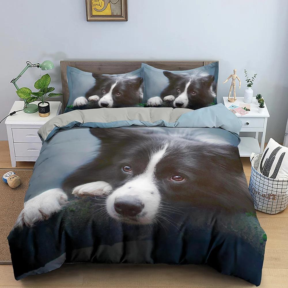 Animal Pet Duvet Cover Set Cute Dog Hugging Donut Bedding Set  For Kids 3D Dog Comforter Cover Soft Polyester Quilt Cover