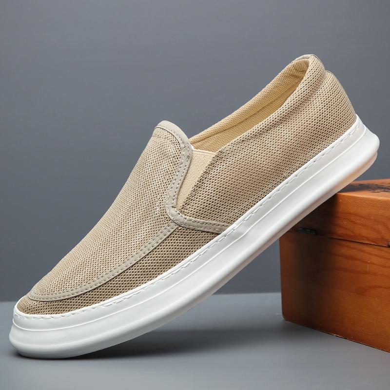 

Fashion Men Mesh Canvas Sneakers Non-slip Fashion Casual Low Top Shoes Lightweight Fashion Trend Outdoor Walking Shoes BD22417 44 хаки