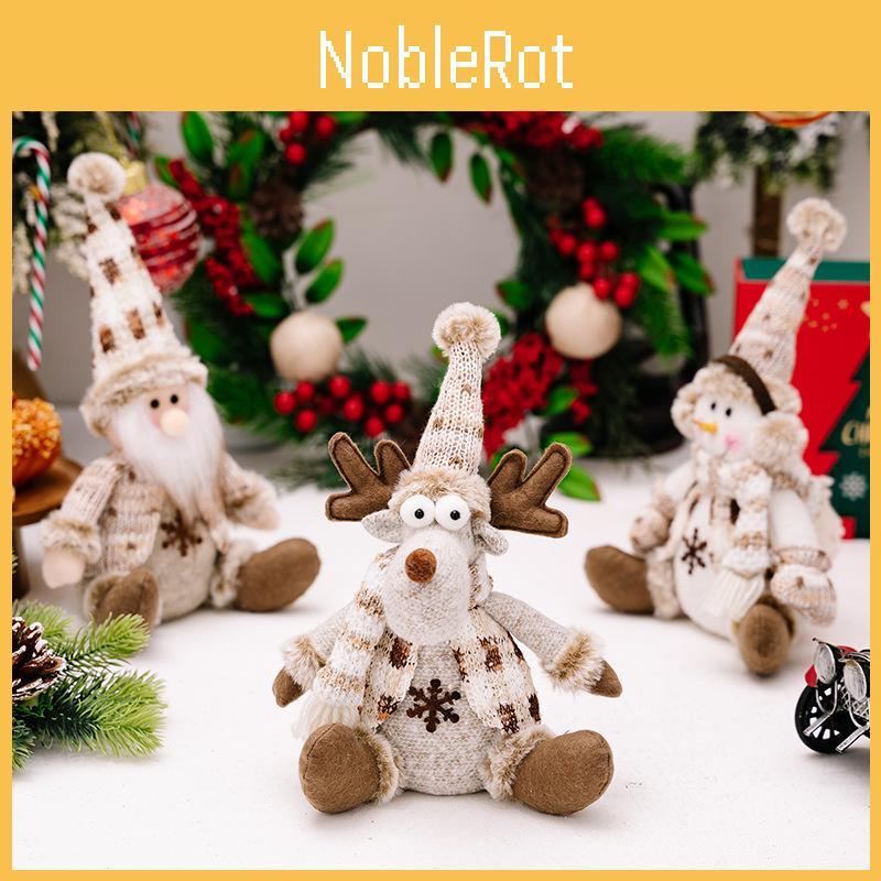 Charming Christmas Decor Nordic Sitting Santa Snowman And Reindeer Plush Dolls