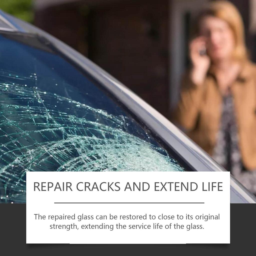 Homonth Glass Repair Kit Car Windshield Scratch and Crack Repair Glue Clear Vision Portable Adhesive 1set