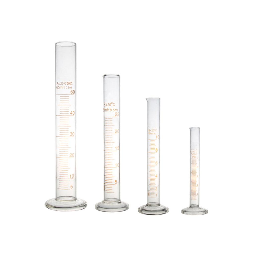 Premium Measuring Cylinder with Round Base & Orange Graduations Chemistry Lab Spout Measure 5/10/25/50ml