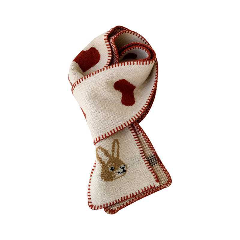 New Autumn and Winter Short Neck Scarf for Women Knitted Neck Protector Soft Girl Korean Versatile Warm Love Kangaroo Head Student