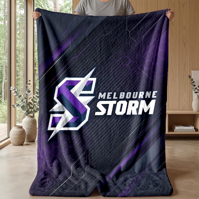Melbourne Storm Flannel Fleece Blanket Cozy Warm Throw Blanket For Couch Bed Travel All Season Use