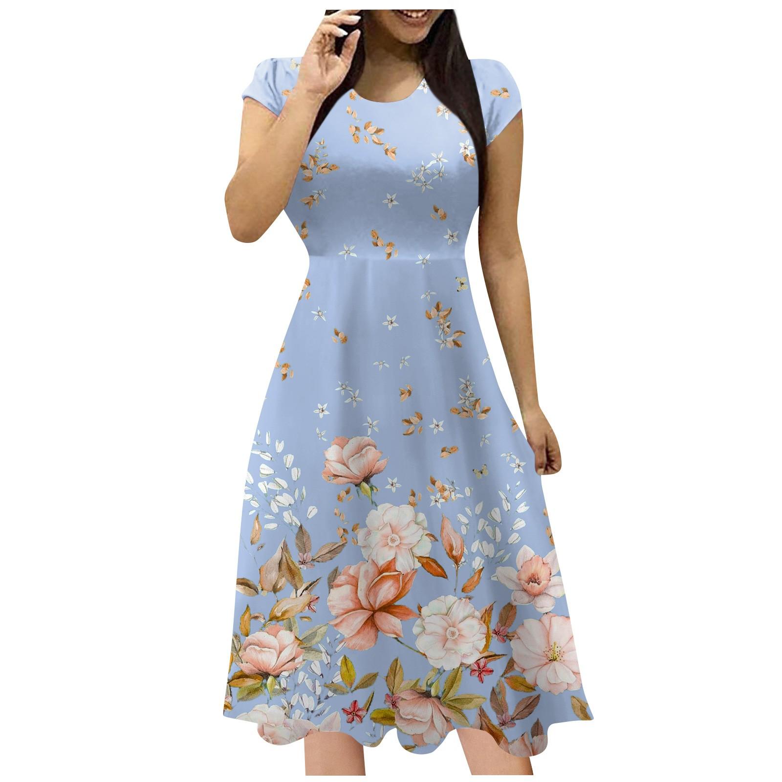 

Летние пляжные платья с коротким рукавом в стиле пэчворк и принтом, вечерние миди, повседневный сарафан для женщин XXXL синий