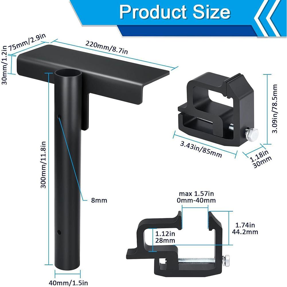 Car Flagpole Kit No Drilling Side Flag Pole Mount Kit For Truck Bed, Universal Black Flagpole Holder Fit Up To 1.5" Pole