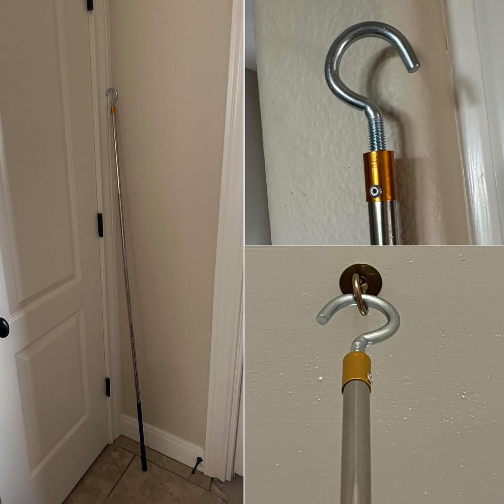 Sturdy Attic Ladder Pull Down Hook Kit Metal Replacement System Comfortable Grip Loft Ladder Operators For Safe Access