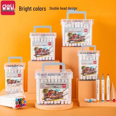 Deli Triangular Barrel Marker Pens - 12, 24, 36, 48, 60, or 80 Colors for Drawing