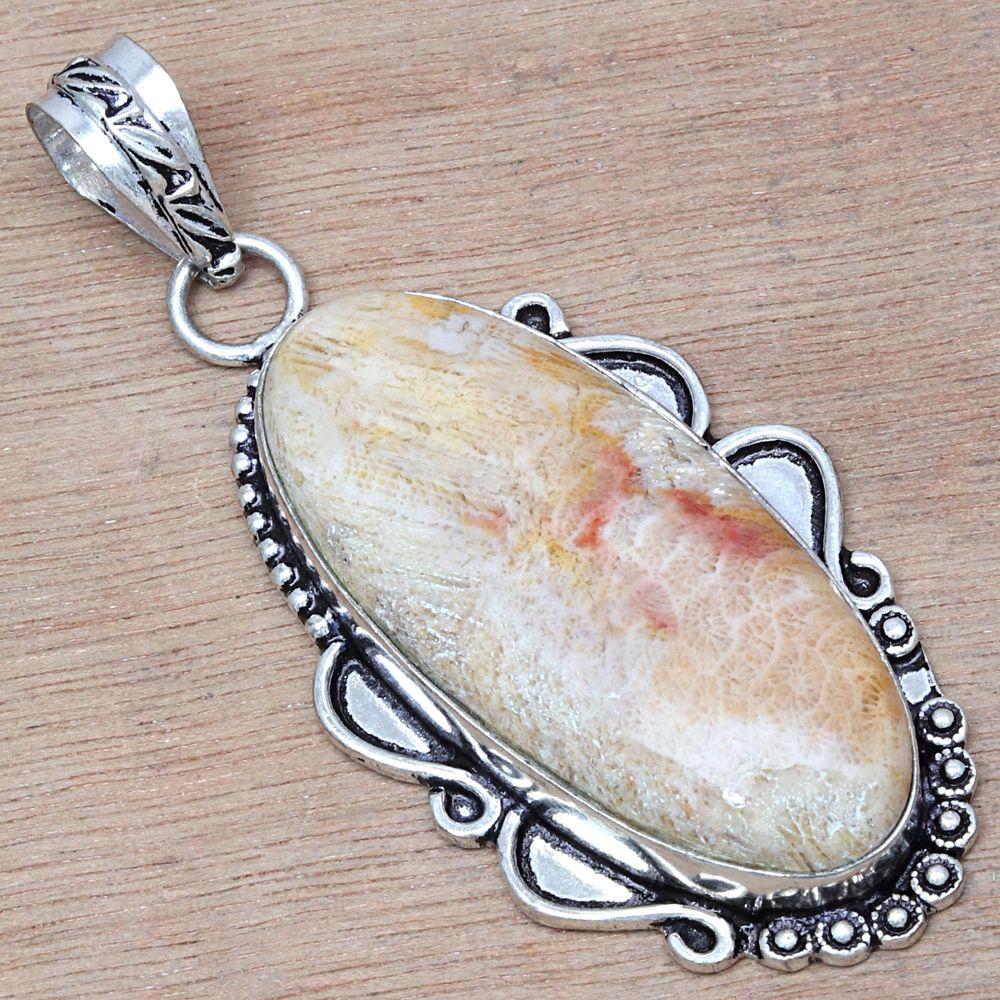 Necklace Sunstone Gemstone Handmade Antique Silver Jewelry 2.5"