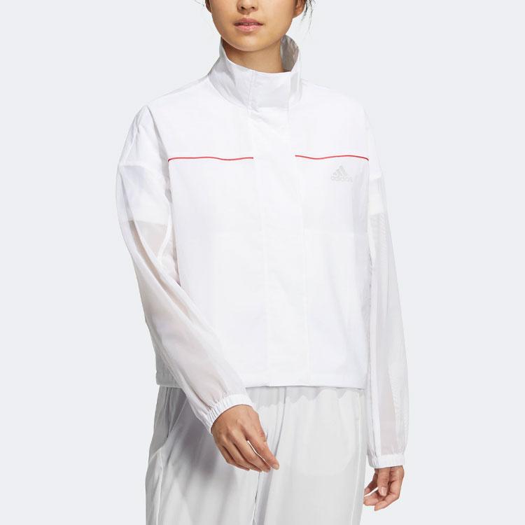 Adidas Solid Color Logo Sports Jacket Women Jackets White HT6912