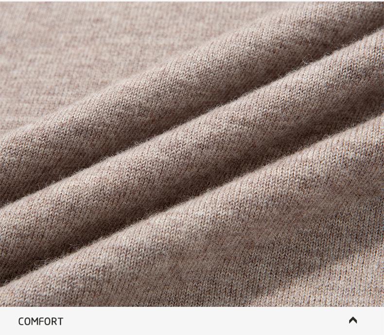 Winter 2025 Men's Warm Wool Sweater, Half-High Collar, Zipper, Solid Color, Thick Knit Base Layer