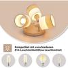 3-spot Ceiling Light - NETTLIFE - Wooden Base E14 350° Swiveling - Linen Fabric Lampshade - 3x25W - Vintage White Style
