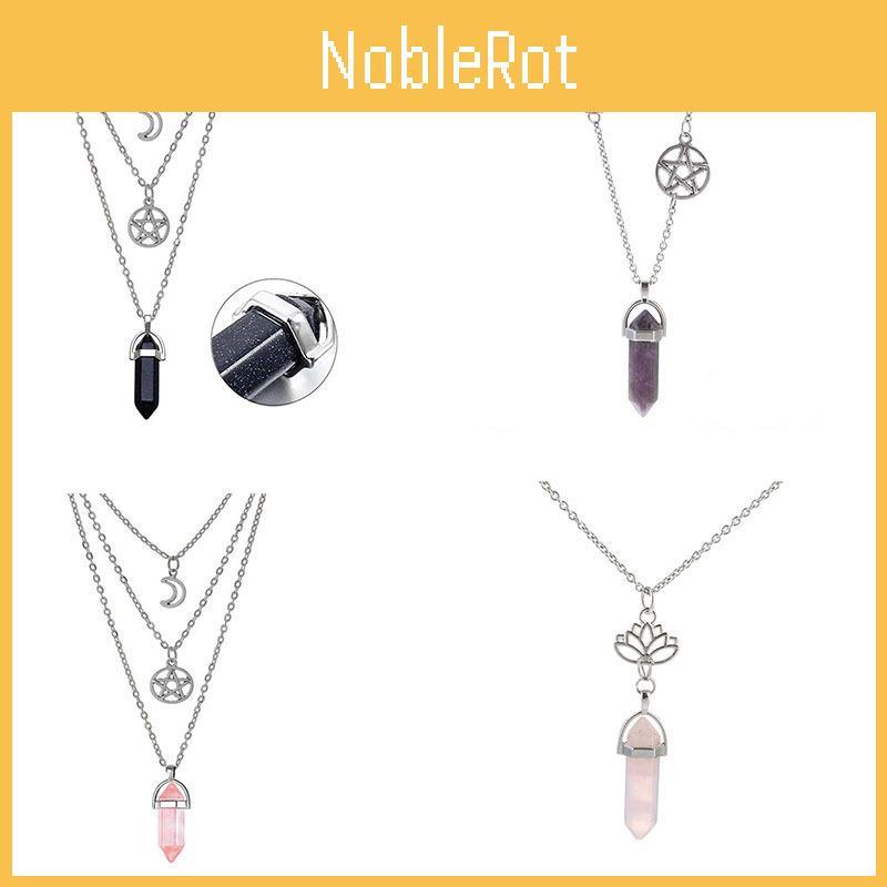 Hexagonal Agate Pendant Necklace With Multilayer Style For Fashionable Women