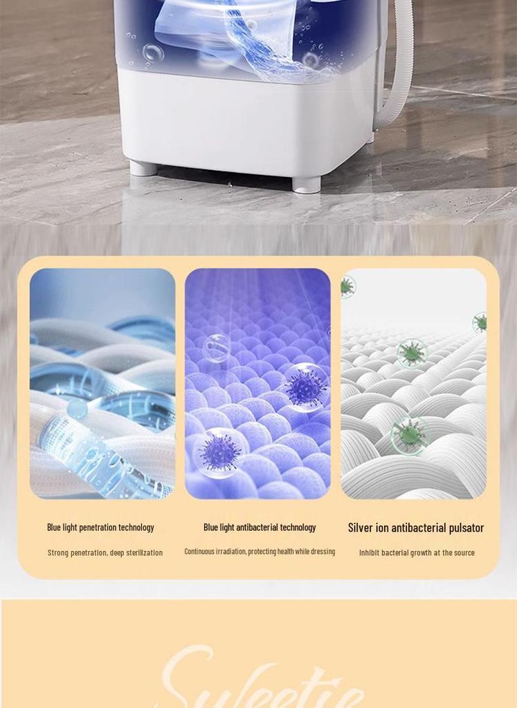 Angpai 4.5KG Mini Semi-Automatic Washing Machine for Socks and Baby Clothes with Dehydration Function