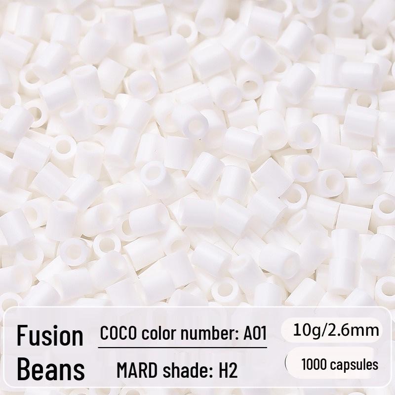 2.6mm High-Quality Fuse Beads Refill Pack: Black, White, Transparent, Red, Skin Colors