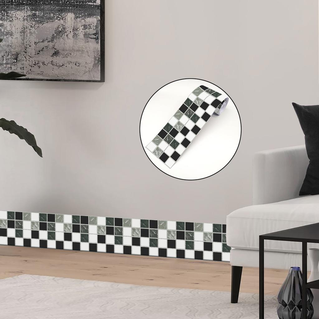 240cm Length Luxury European Style Skirting Corner Wall Sticker Bathroom Office Glass Waist Line Home Decor Waterproof Floor Waveguide Art Wallpaper