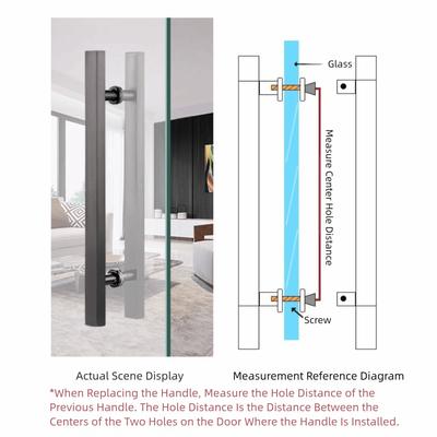Neuer Edelstahl Glas Türgriff Verdickter Vierkantrohr Türgriff Mattes Druck-Zug-Griff Schiebetür Glas Türgriff