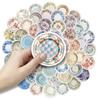 50 New Retro Floral Dinner Plate Stickers for Notebook Decoration
