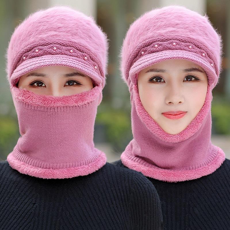 

Autumn and winter hats women s winter cycling cold-proof knitted windproof velvet thickened warm wool hats one size elastic