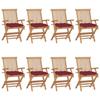 Exclusive House - Garden Chairs with Bordeaux Cushions Set of 8 Solid Teak