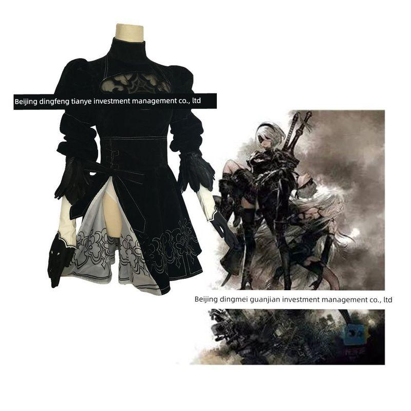 Nier: Automata Cosplay Costume 2B Girl 9S Anime Cosplay Female Costume 2B Cosplay Costume Wig and Sword