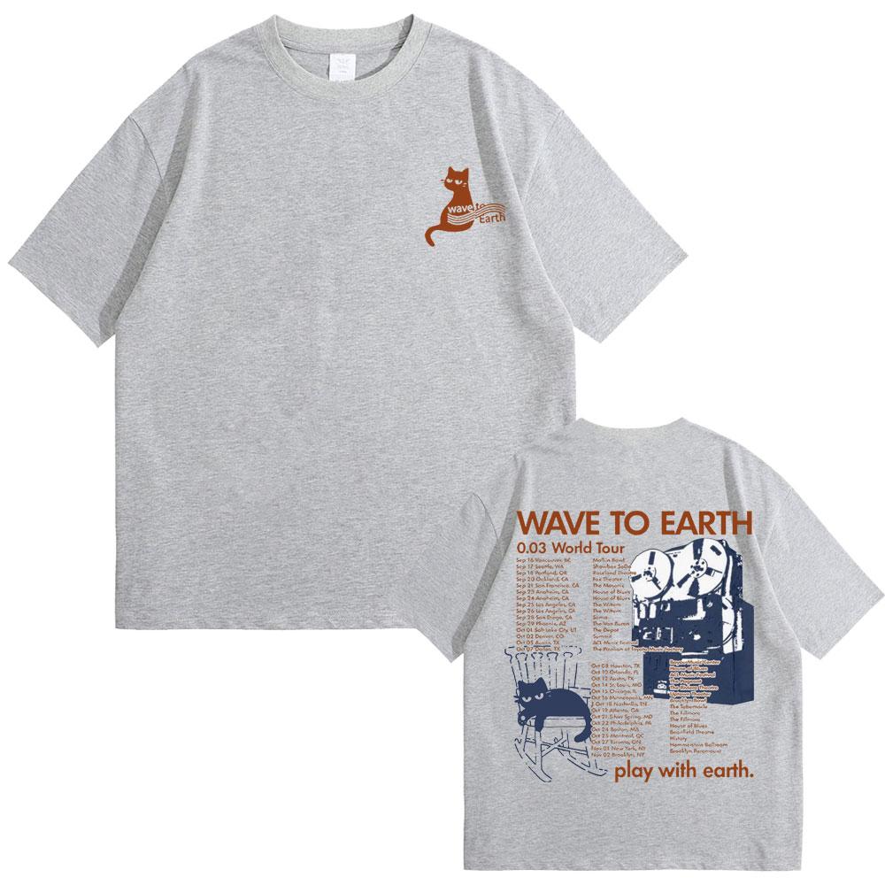 Wave To Earth Cat 0.03 World Tour T Shirt Unisex Unisex Korean Fashion Trend T-shirt Unisex's Cotton Oversized T-shirts Y2k Streetwear