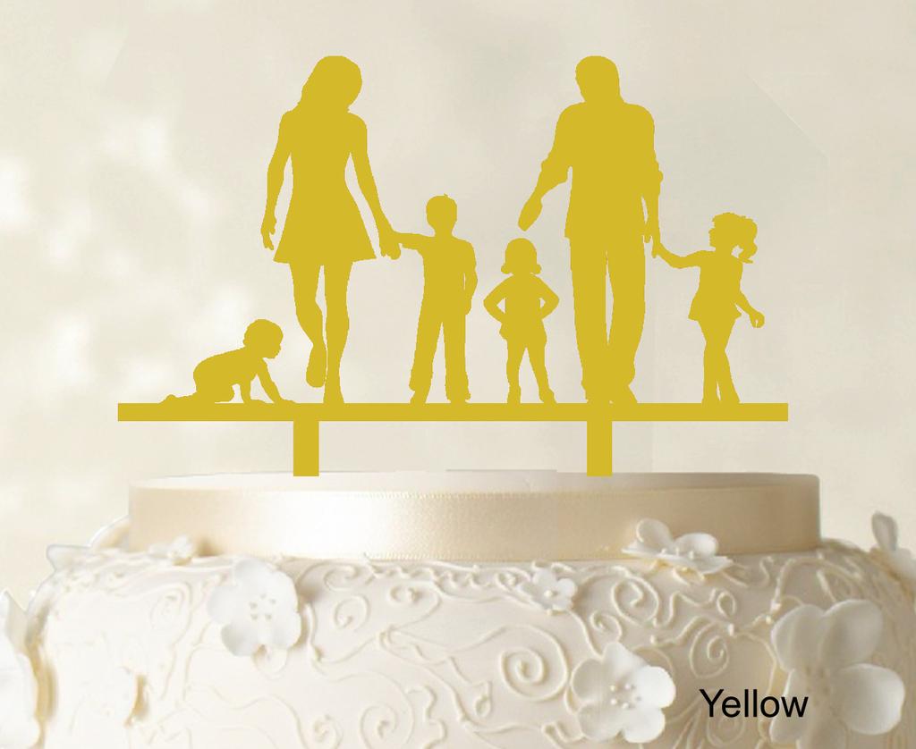 Personlig familiekaketopper Egendefinert silhuett Bryllupskake Topper Kakedekorasjoner Tilgjengelig 6"-7" tommer