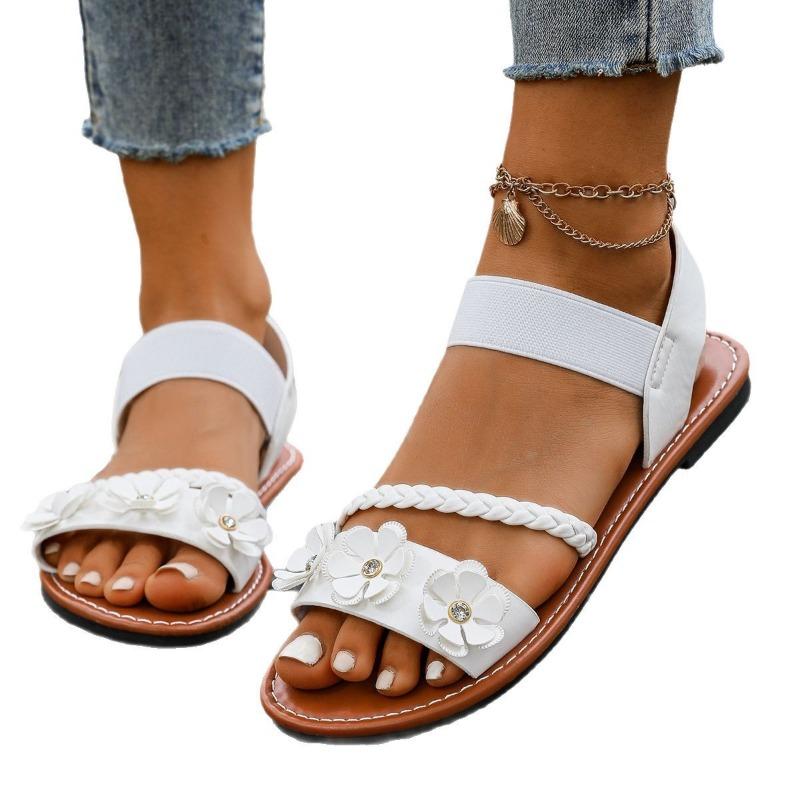 Flat Shoes Flower-shaped Large-sized Sandals Loose and Tight LACES Light Slippers Beach Flip-flops
