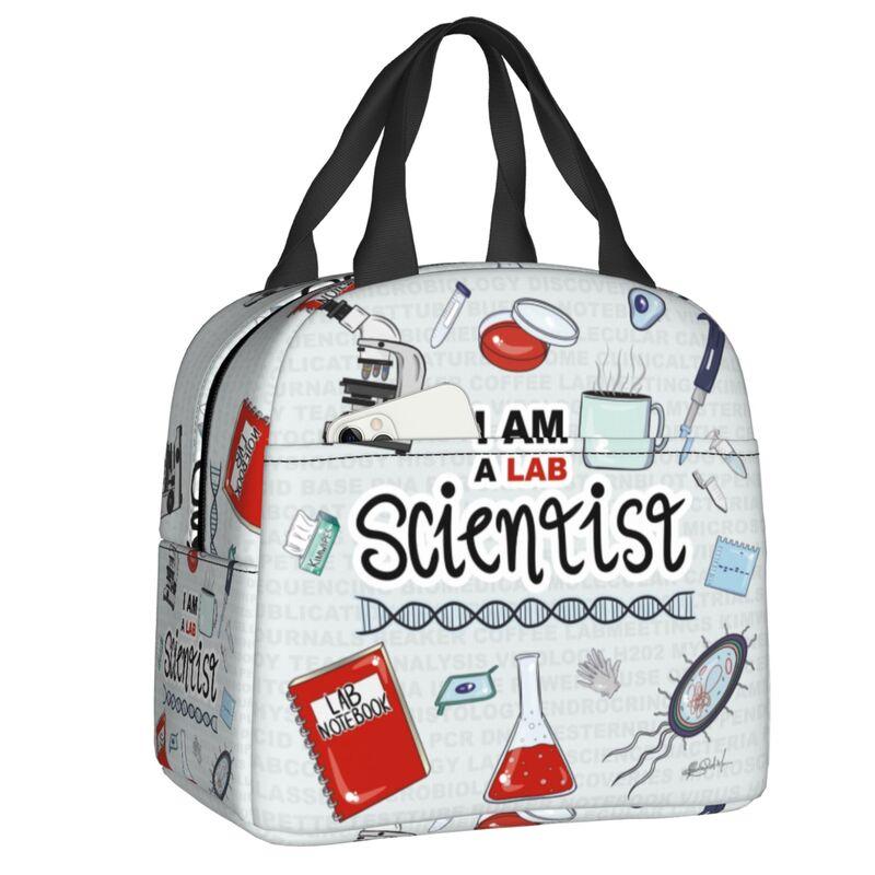 Science Chemistry Pattern Portable Lunch Box for Chemical Lab Tech Thermal Cooler Food Insulated Lunch Bag Kids School Children