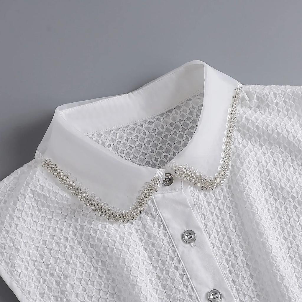 Perfect Match Women Chiffon Fake Shirt Detachable White Summer Autumn False Collars For Sweater Lapel Fake Female Collar Decorative